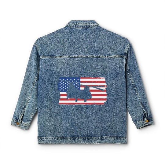 CH47 Chinook Military Helicopter American Flag Classic Women's Denim Jackets