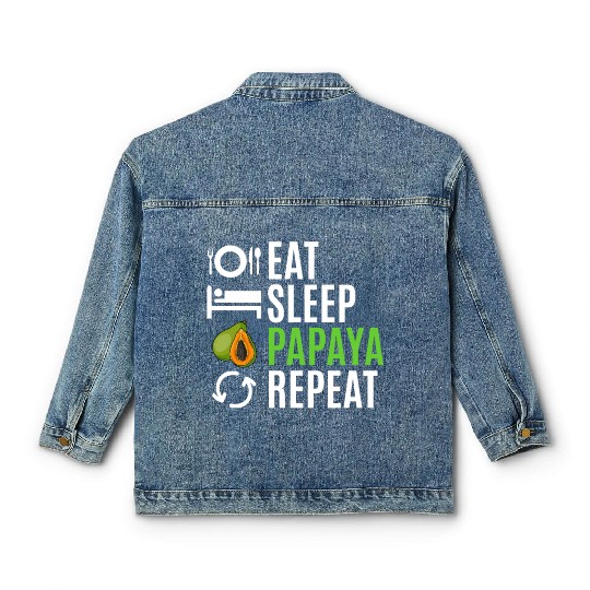 Eat Sleep Papaya Repeat Classic Women's Denim Jackets