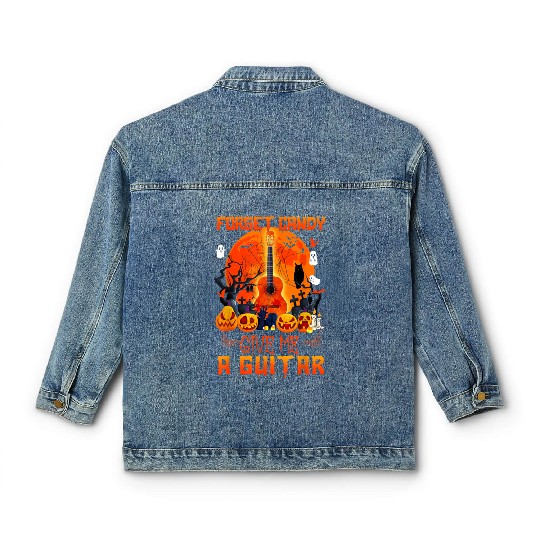 Guitar Halloween Candy Classic Women's Denim Jackets