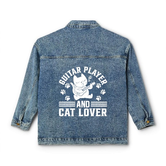 Guitar Player And Cat Lover - Guitarist Guitar Pla Classic Women's Denim Jackets