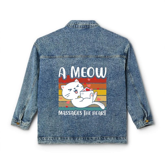 A meow massages the heart Classic Women's Denim Jackets