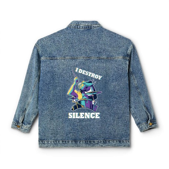 I Destroy Silence Drummer Band Music Beat Drum Classic Women's Denim Jackets