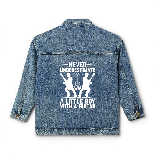 Guitar Player Never Underestimate A Little Boy Wit Classic Women's Denim Jackets
