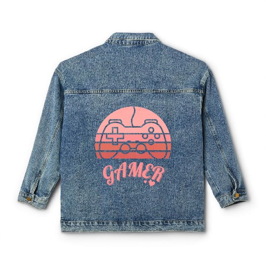 Pink Retro Gamer Valentine Day Classic Women's Denim Jackets