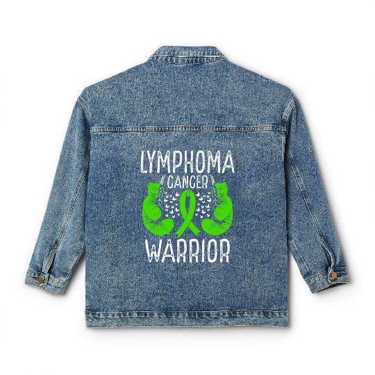 Lymphoma Cancer Warrior Awareness Ribbon Gloves Classic Women's Denim Jackets
