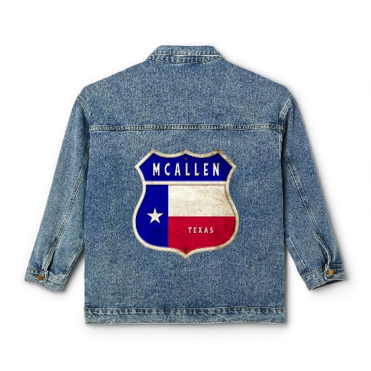 McAllen Texas coat of arms flag design Classic Women's Denim Jackets