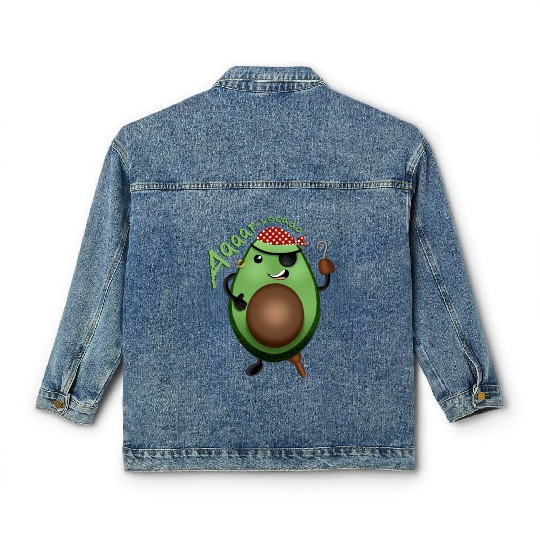 Avocado Pirate - character design Classic Women's Denim Jackets
