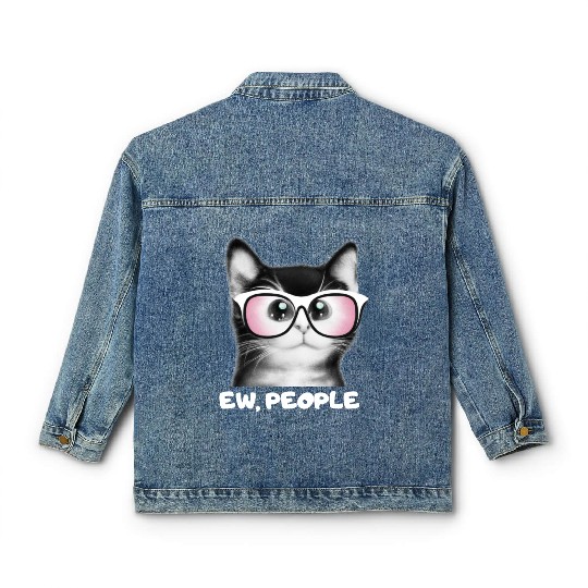 EW PEOPLE, Funny Cat Wearing Pink Sunglasses Classic Women's Denim Jackets