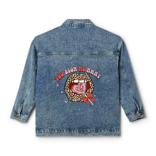 You Blow Me Away -Candy sweet lip groovy Leoaprd Classic Women's Denim Jackets