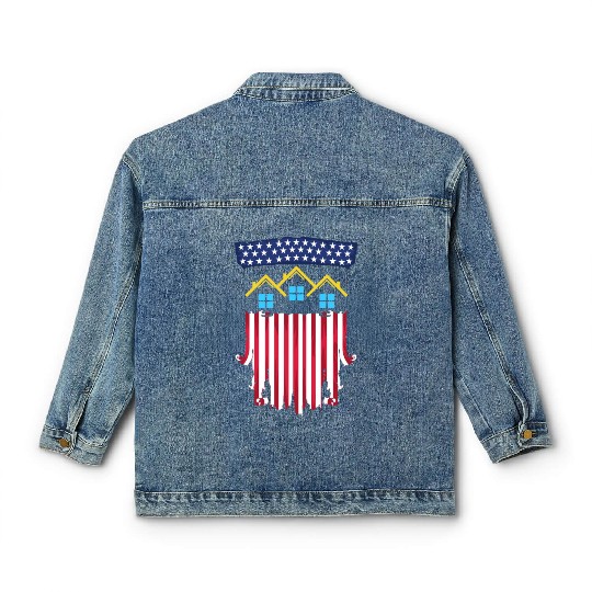 Proud American Patriotic USA Flag Realtor Real Est Classic Women's Denim Jackets