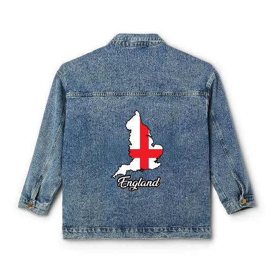 England Flag Map, Country Classic Women's Denim Jackets