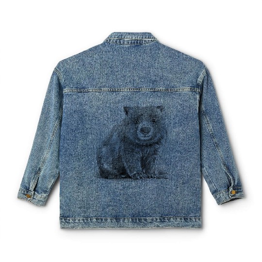 Realistic wombat handrawn Classic Women's Denim Jackets