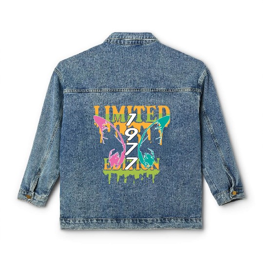 1977 Born Limited Edition Butterfly Gift Classic Women's Denim Jackets