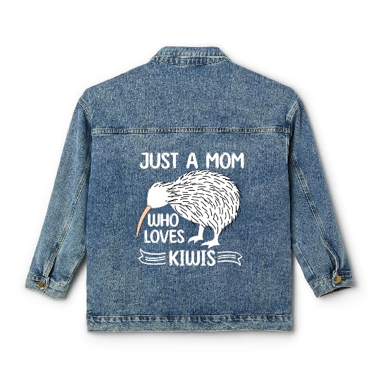Funny Just A mom Who Loves Kiwis saying Kiwi Bird Classic Women's Denim Jackets