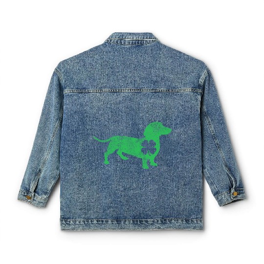 Dachshund Dog Shamrock St. Patrick's Day Saint Pad Classic Women's Denim Jackets