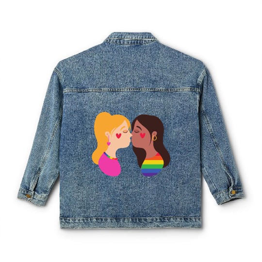 lesbian lgbtq pride valentine day 2022 valentines Classic Women's Denim Jackets
