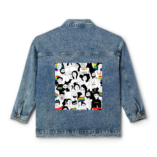 lesbian lgbtq pride valentine day 2023 valentines Classic Women's Denim Jackets