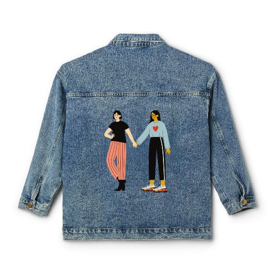 lesbian lgbtq pride valentine day 2023 valentines Classic Women's Denim Jackets