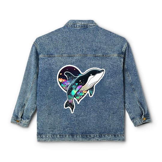 Orca Is My Valentine, Love Hearts Orca Valentines Classic Women's Denim Jackets