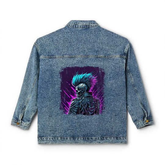 Apocalyptic Neon Retro Punk Zombie Classic Women's Denim Jackets