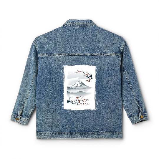 Fuji Cherry Blossom Cherry Tree Japan Classic Women's Denim Jackets