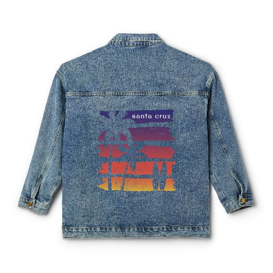 Cool Santa Cruz California Surfing Fan Beach Palm Classic Women's Denim Jackets