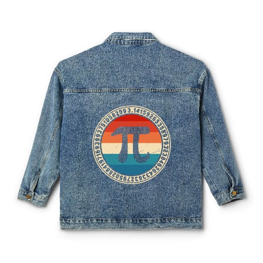 Funny Pi Day Classic Women's Denim Jackets Math Classic Women's Denim Jackets for Pi Day 3 14 Retro