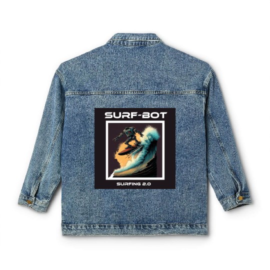 Surfing Robot 2.0 Classic Women's Denim Jackets