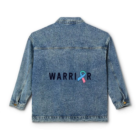 Thyroid Cancer Warrior Men Pink Blue Teal Ribbon Classic Women's Denim Jackets