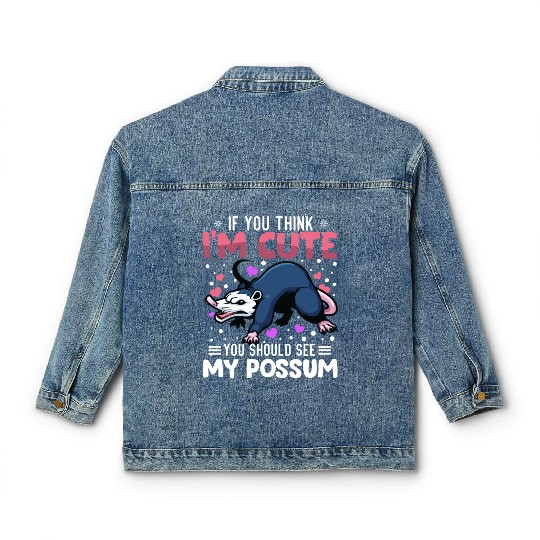 Possum Heart Valentine's Day Animal For Womens Classic Women's Denim Jackets