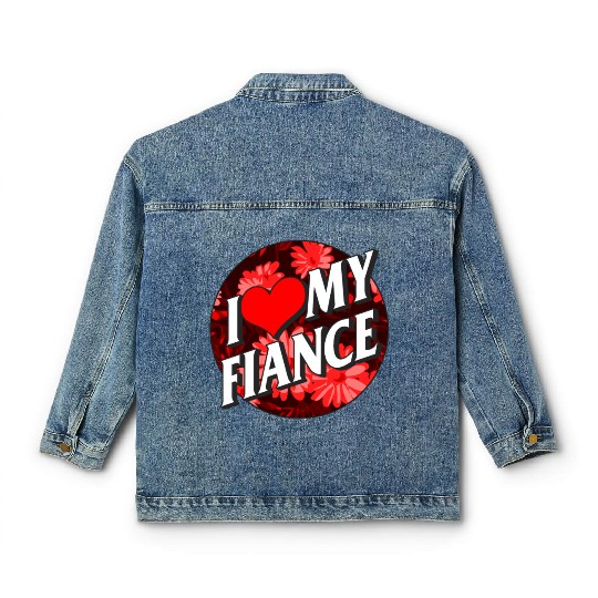 Valentines Classic Women's Denim Jackets, I Love My Fiance Heart Floral