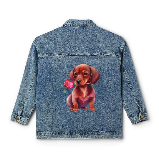 Valentines Day Romantic Dachshund Classic Women's Denim Jackets