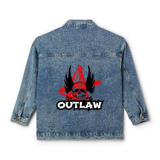 Skull - Bad Ass - Outlaw Classic Women's Denim Jackets
