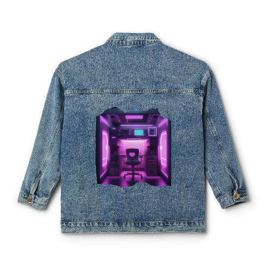 Future Gaming Room Neon Lights Classic Women's Denim Jackets