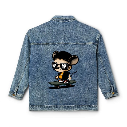 Skateboarding Mouse Classic Women's Denim Jackets