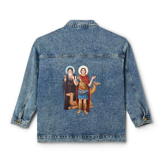 Pope Kyrillos and saint Mina. Coptic church. Classic Women's Denim Jackets