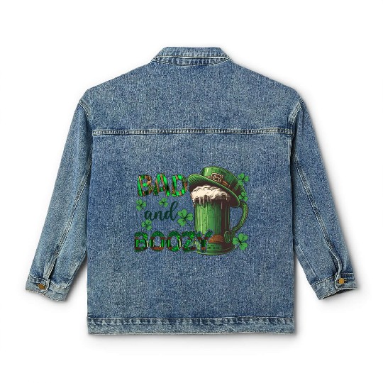 Mens St Patricks Day Irland Irish Green Shamrock Classic Women's Denim Jackets