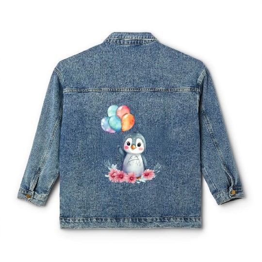 Penguin Animal Cute Antarctica Bird Zoo Winter Classic Women's Denim Jackets
