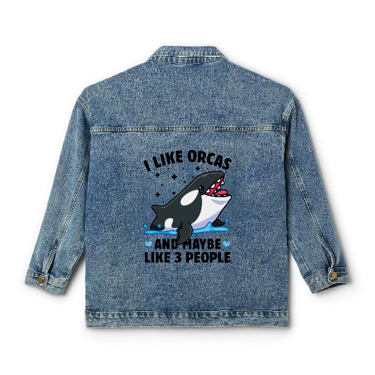 I like orcas and maybe like 3 people killer whale Classic Women's Denim Jackets