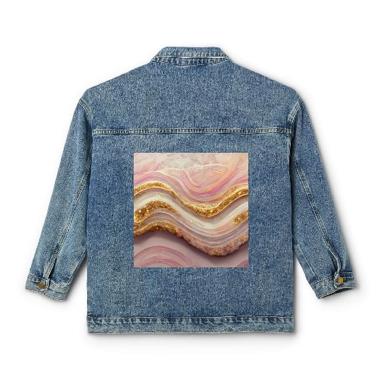 Pink Agate Geode Stone Classic Women's Denim Jackets