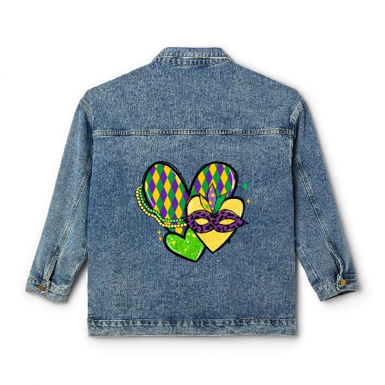 New Orleans Kids Girls Love Mardi Gras Outfit Classic Women's Denim Jackets