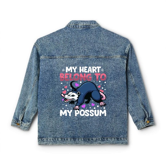 Valentines Day My Heart Belong to My Possum Boys Classic Women's Denim Jackets