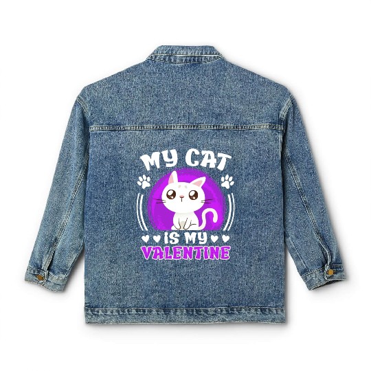 Cat love My cat is my valentine Valentine's Day Classic Women's Denim Jackets
