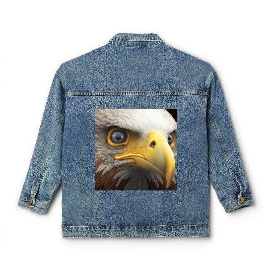 bald eagle eyes hyper realistic hyper details Classic Women's Denim Jackets