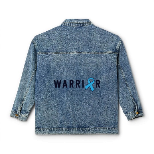 Prostate Cancer Warrior Light Blue Ribbon Dad Classic Women's Denim Jackets