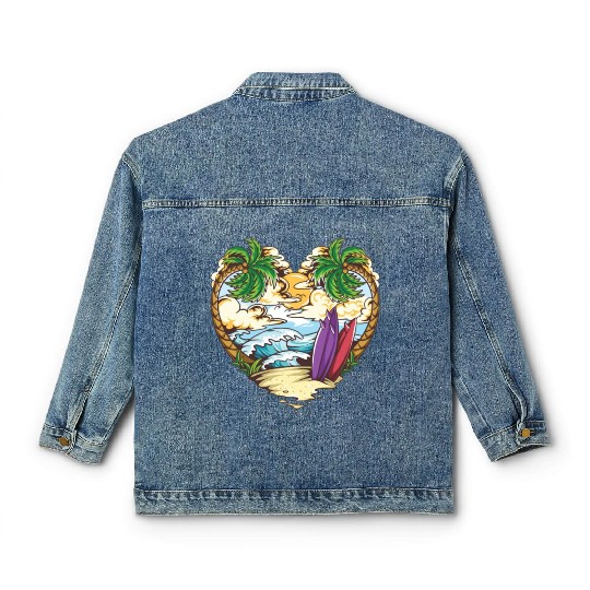 Beach love surfing Classic Women's Denim Jackets
