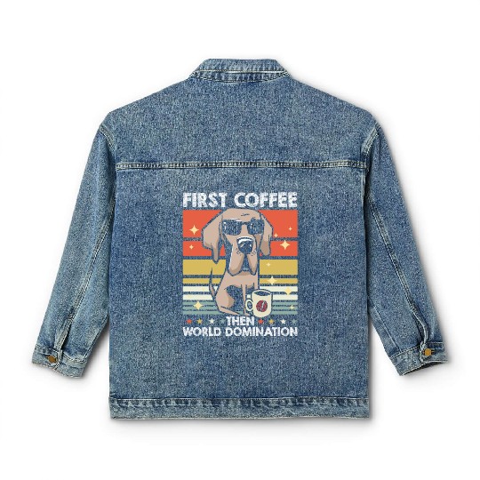 Great Dane Dog Coffee Sunglasses Classic Women's Denim Jackets