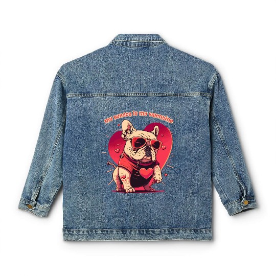 Valentine's Day My Bulldog is My Valentine Classic Women's Denim Jackets