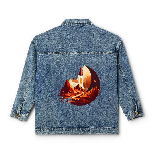 Vintage Space Science Mars Fiction Geek Solar Classic Women's Denim Jackets