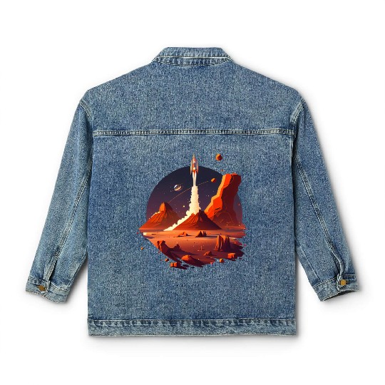 Vintage Space Science Mars Fiction Geek Solar Classic Women's Denim Jackets